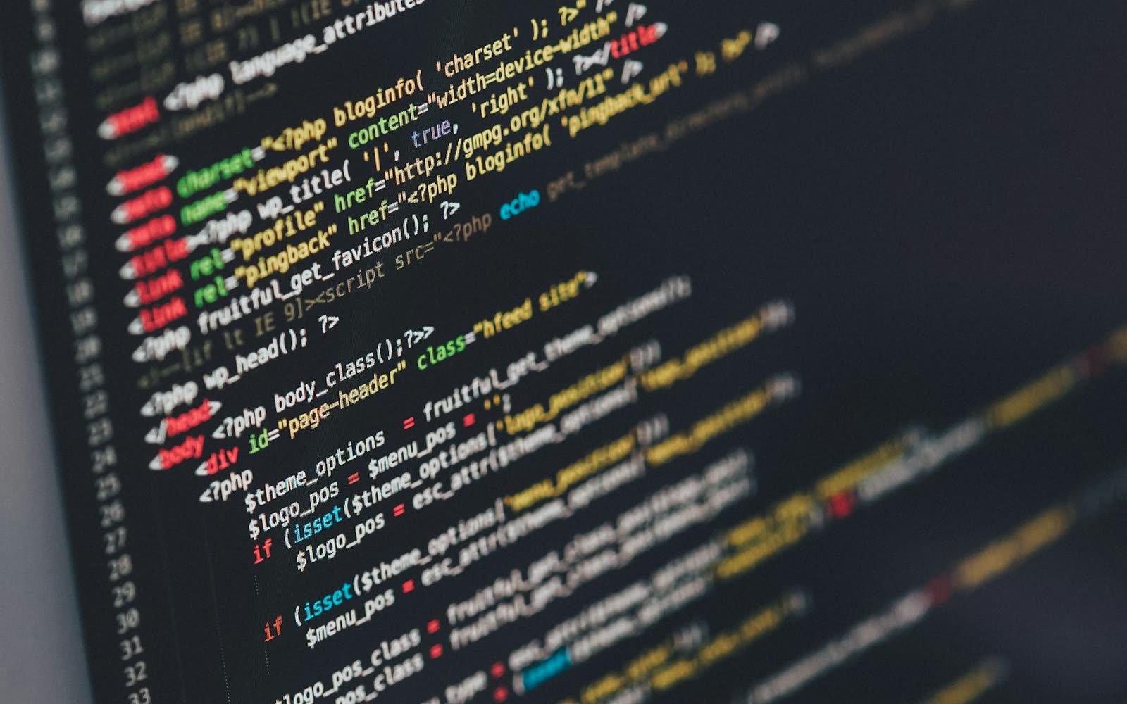 The source of a web page on a monitor